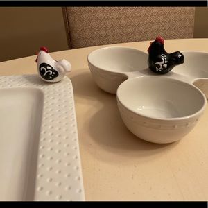 Black or White Chicken Platter Decor - Your Choice